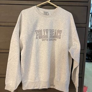 light grey folly beach, sc crewneck